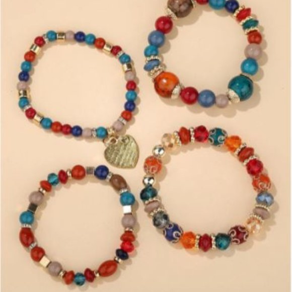Beautiful 4 piece beaded bracelet - Multi-color - Picture 2 of 3